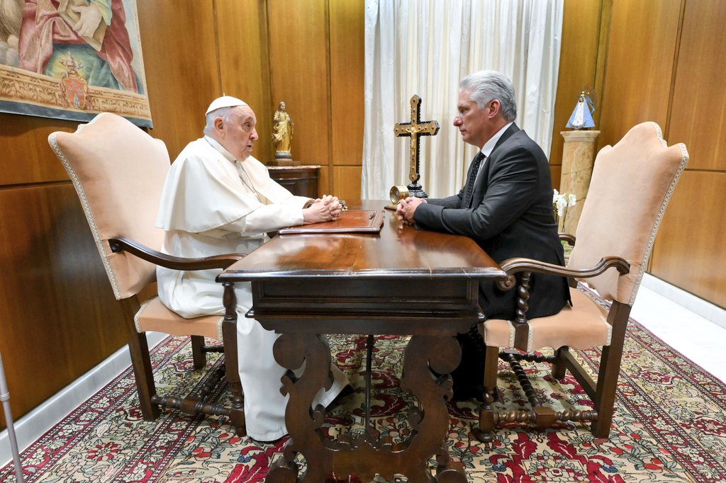 President of Cuba meets with Pope Francis at the Vatican