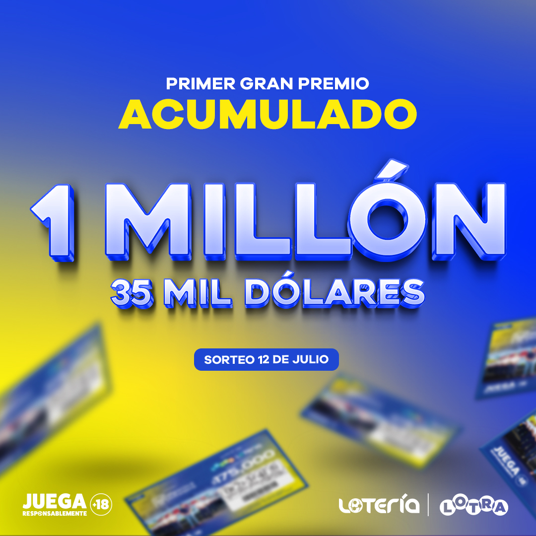 Lotería celebrará sorteo con gran premio acumulado de ¡1 millón 35 mil dólares!