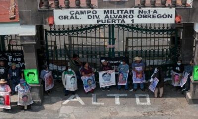 Parents of students protest in front of military headquarters in Mexico