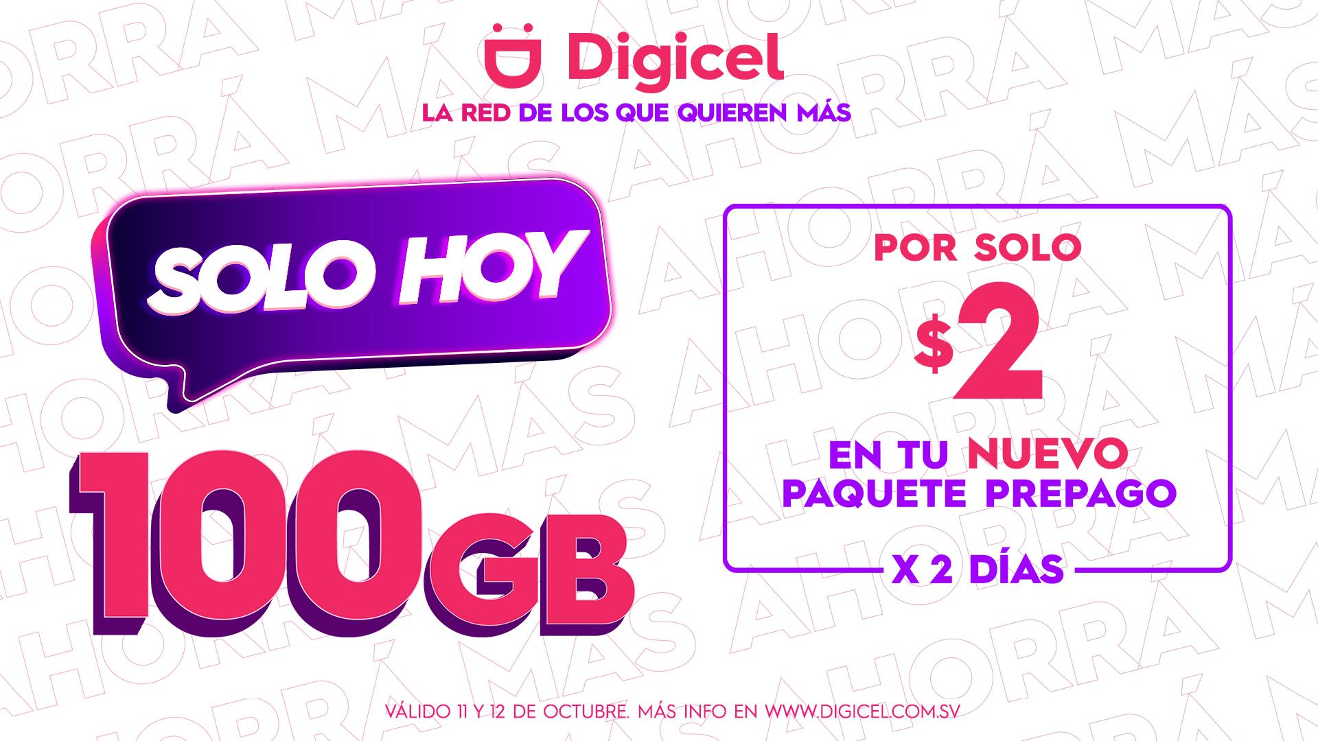 DIGICEL presenta promoción de paquete prepago de 100 gigas