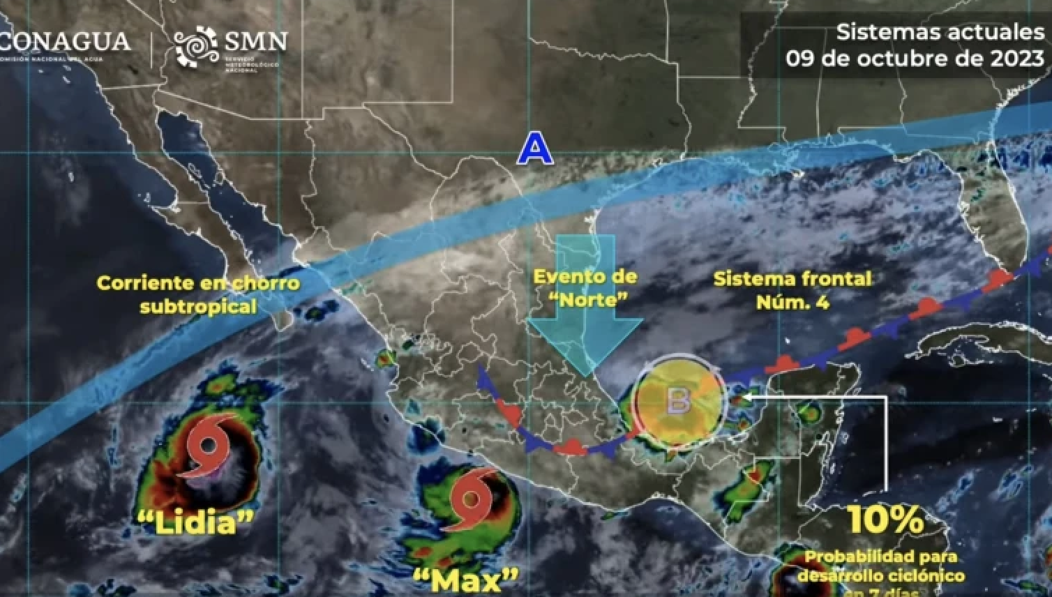 México bajo amenaza de dos sistemas tropicales: Max y Lidia