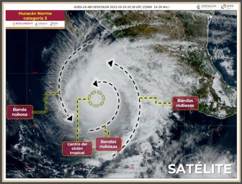 Hurricane Norma degrades to category three in the Mexican Pacific