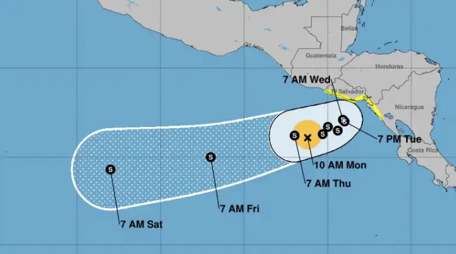 Alert on swollen rivers due to rains from storm Pilar in Guatemala