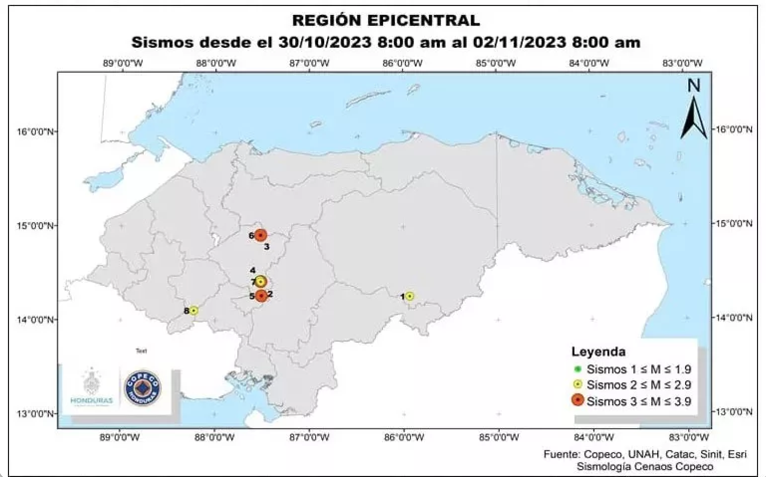 Ocho sismos sacuden el centro de Honduras en tres días: Enjambre sísmico preocupa a las autoridades